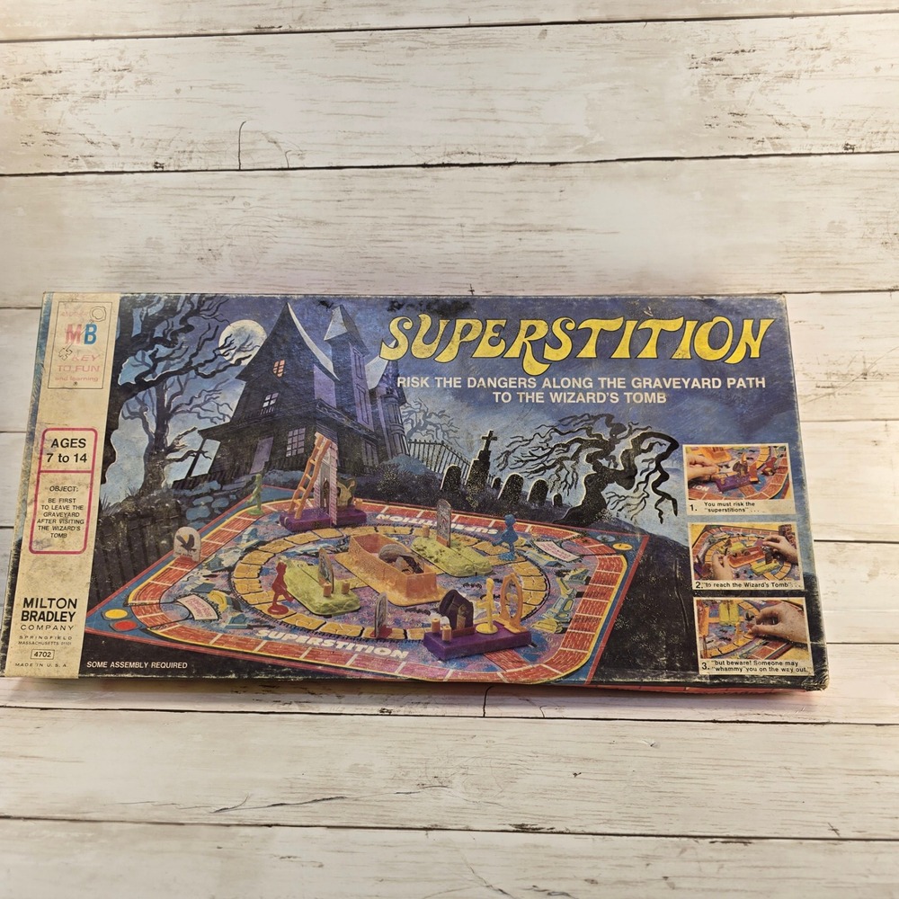 Vintage 1977 Milton Bradley Superstition Board Game 4702 Graveyard Path Wizard